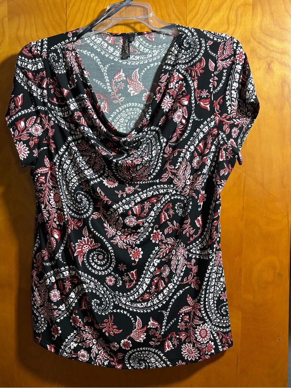 Paisley Blouse - Black with Rose Accents, size 1X